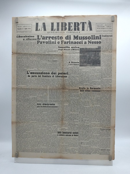 La Libertà. Quotidiano liberale. Anno II. N.5. Milano Venerdì 27 aprile 1945